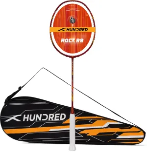 Hundred ROCK R8 High Durability Frame Unstrung Badminton Racquet (Red / Gold)