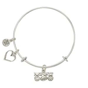 I Love Sports Charm Bangle Bracelet