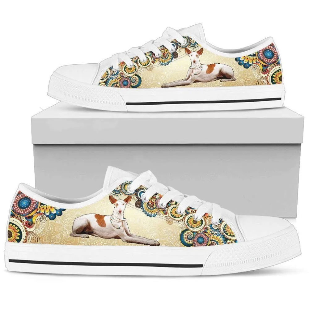 Ibizan Hound Women Low Top Shoes, Low Top Sneaker, Low Top Canvas Shoes