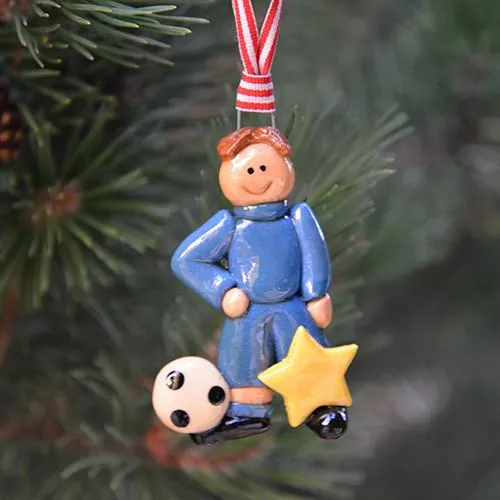 Junior Soccer Player Boy Christmas Ornament