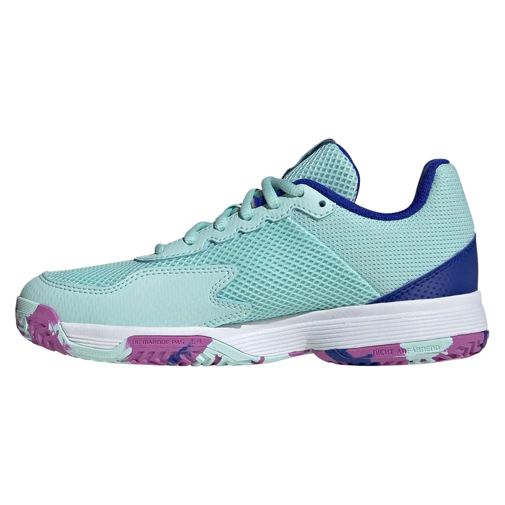 Juniors Courtflash Tennis Shoes Semi Flash Aqua and Lucid Blue