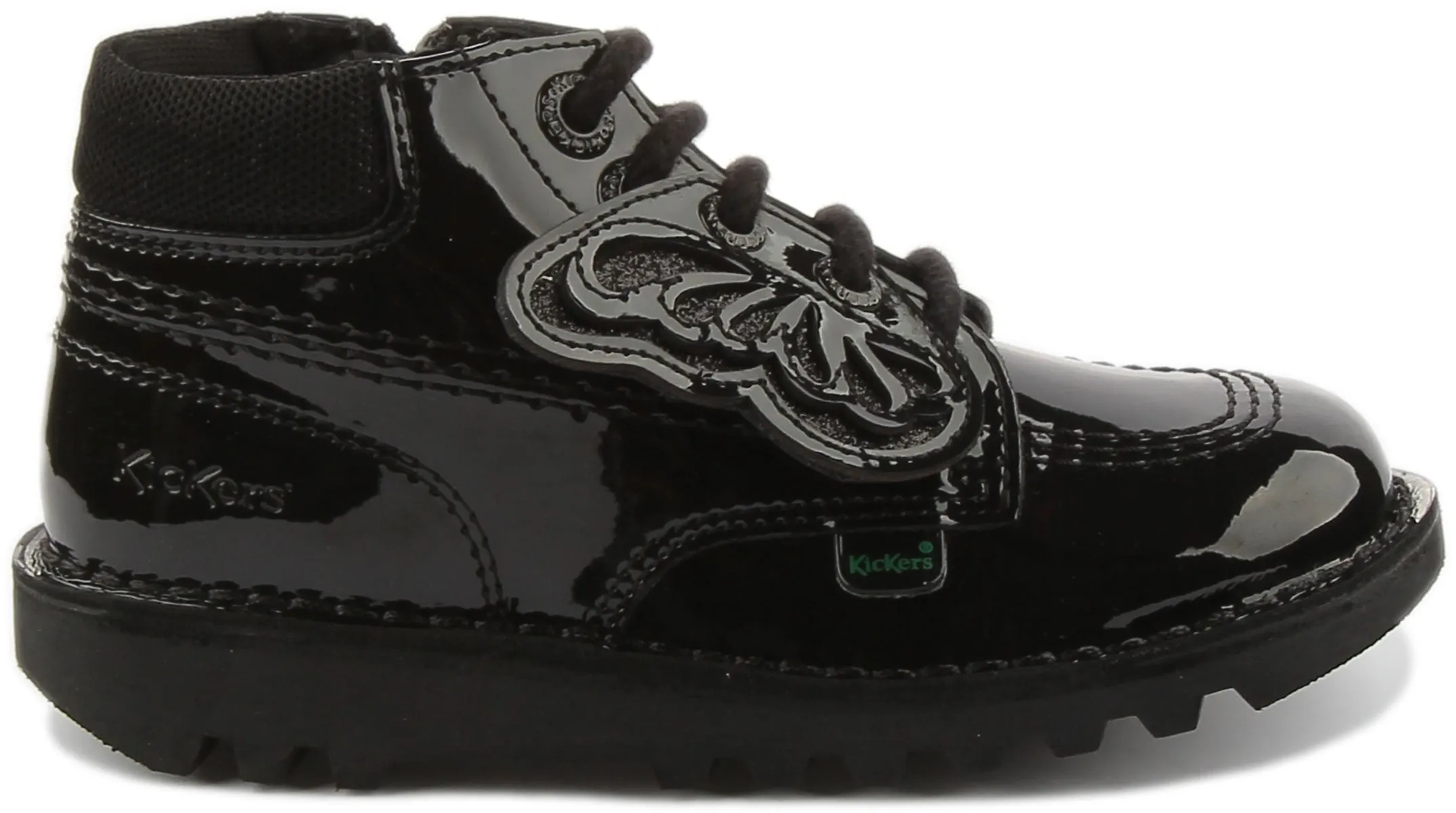 Kickers Kick Hi In Black Patent For Infants