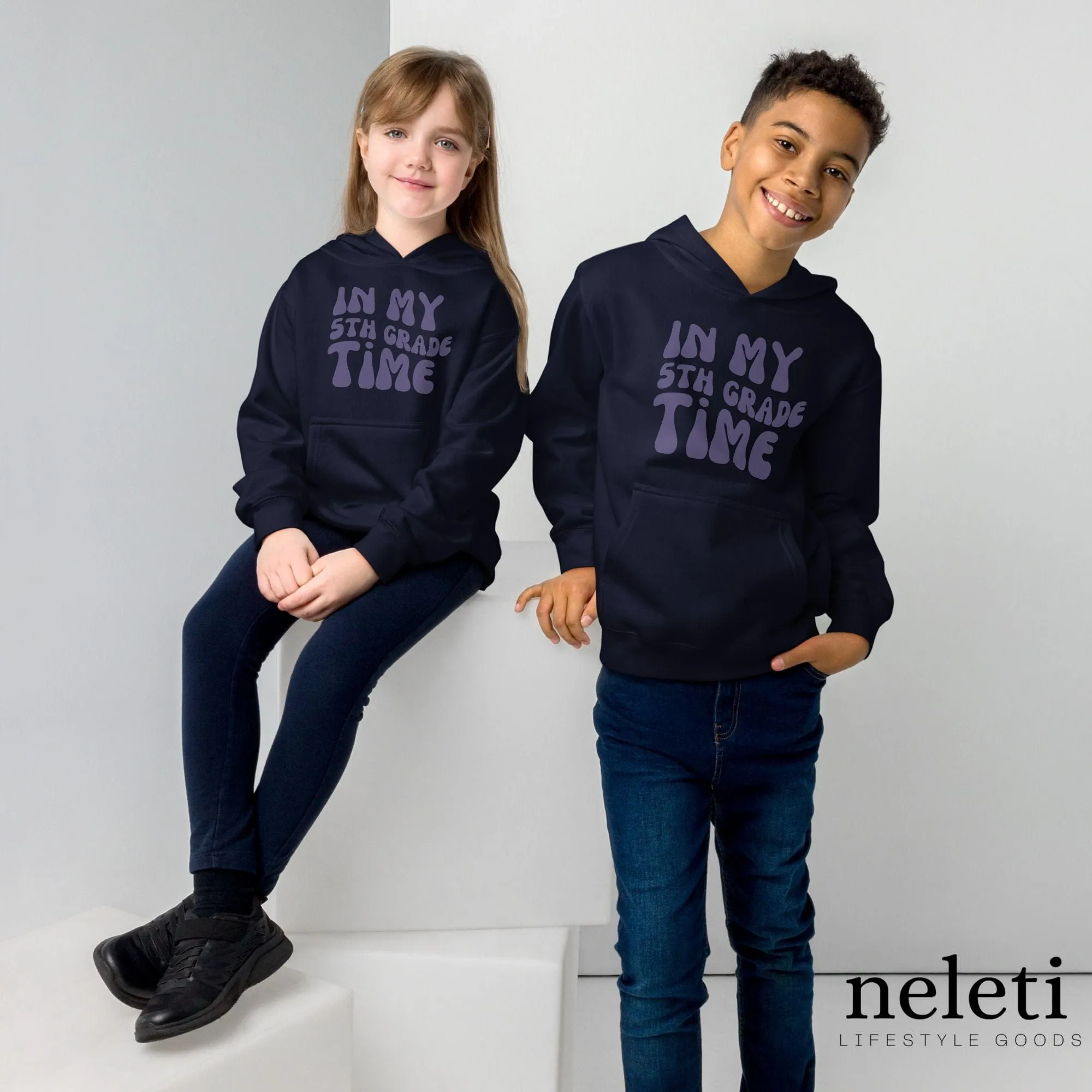 Kids Hoodies - Stay Stylish with "IN MY 5TH GRADE TIME"