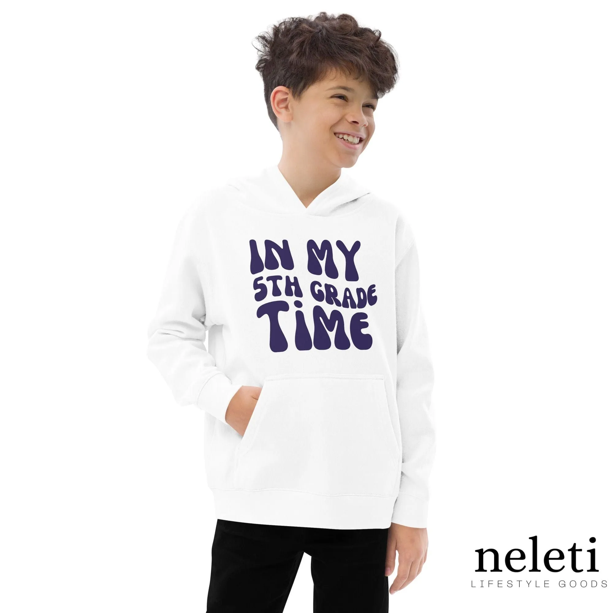 Kids Hoodies - Stay Stylish with "IN MY 5TH GRADE TIME"