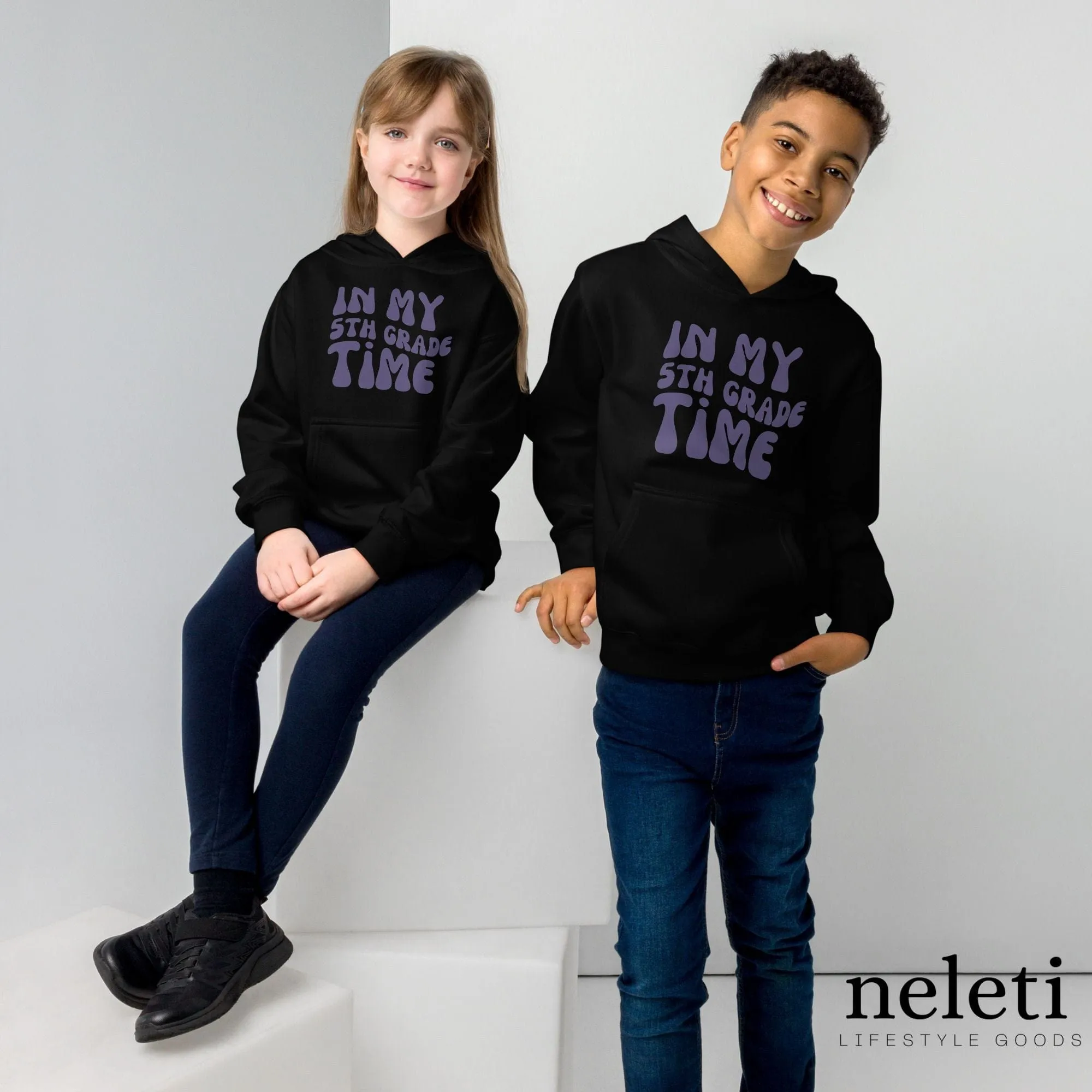 Kids Hoodies - Stay Stylish with "IN MY 5TH GRADE TIME"