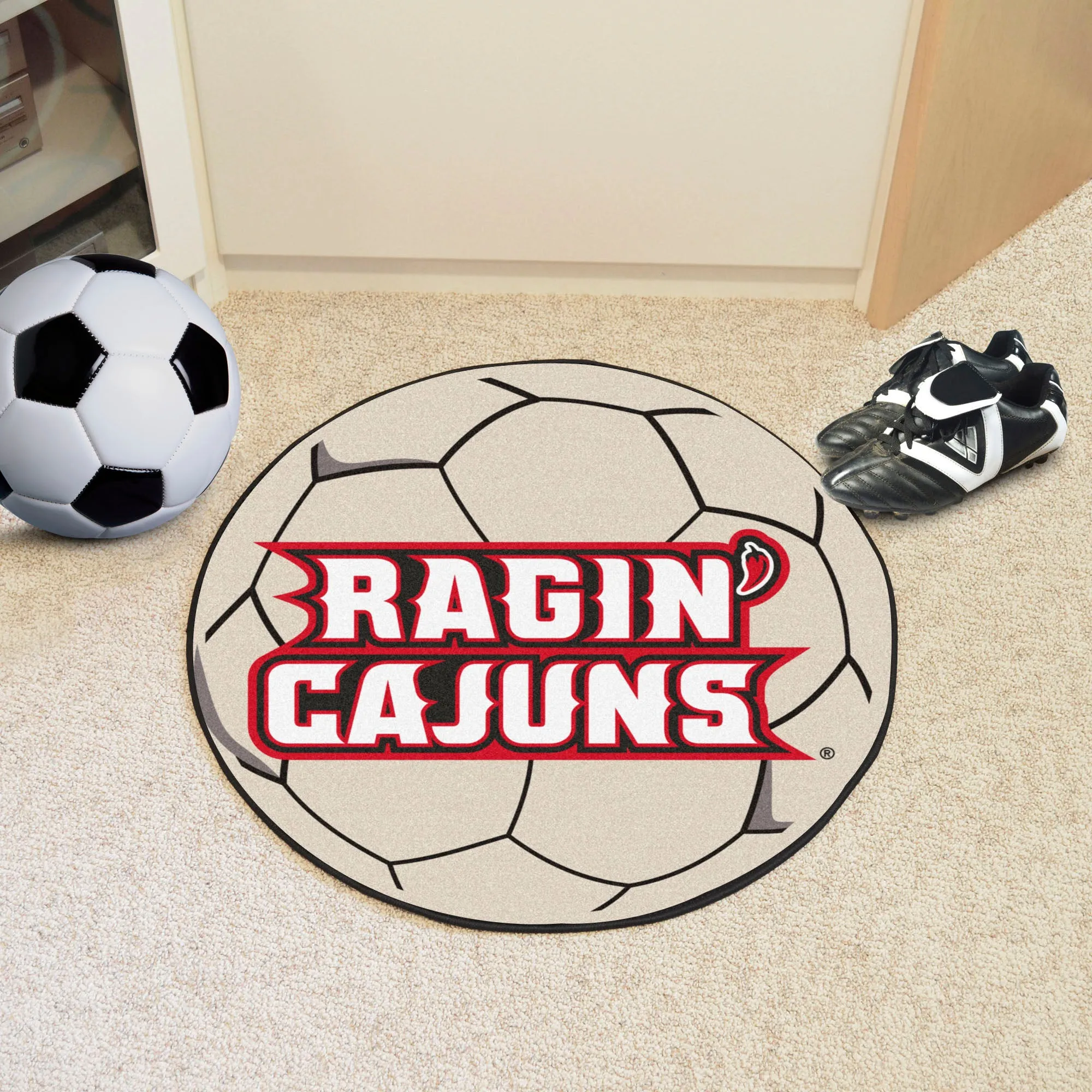 Louisiana-Lafayette Ragin' Cajuns Soccer Ball Rug - 27in. Diameter