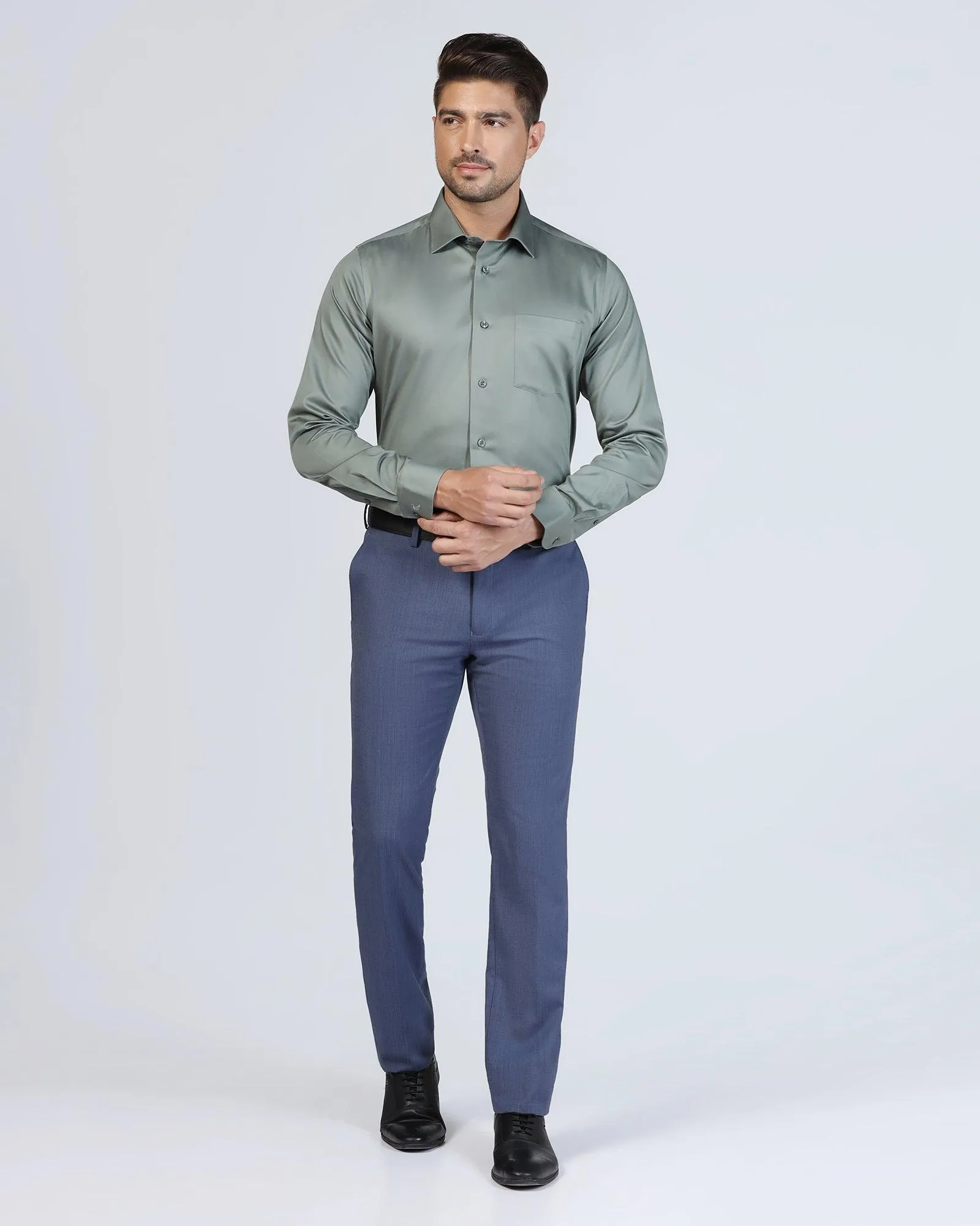 Luxe Slim Comfort B-95 Formal Blue Stripe Trouser - Lexus