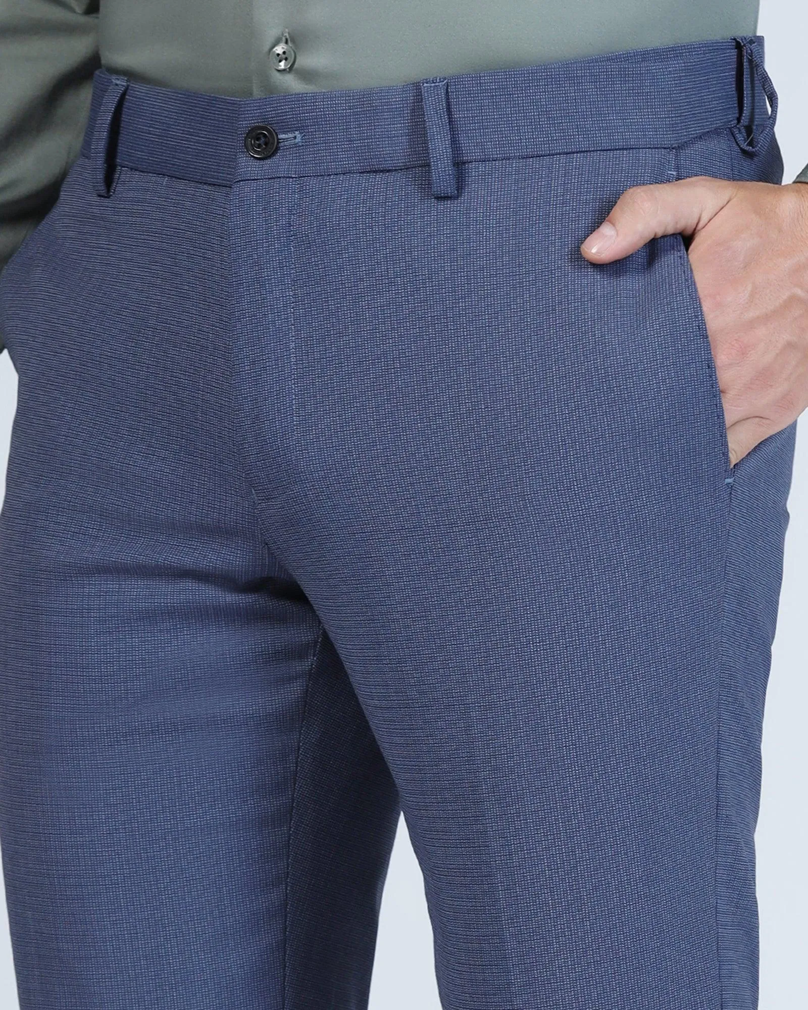 Luxe Slim Comfort B-95 Formal Blue Stripe Trouser - Lexus