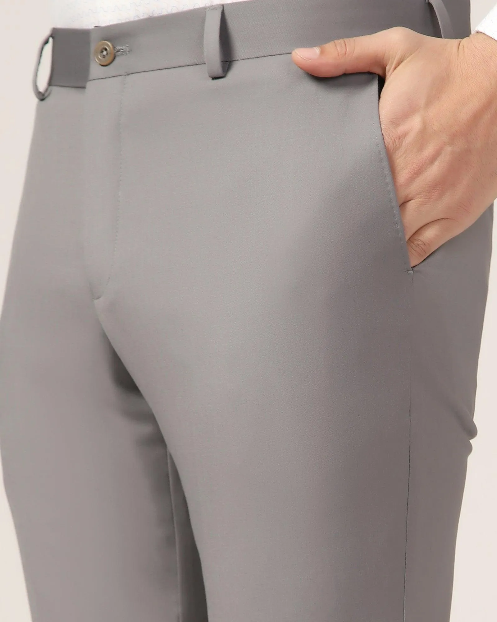 Luxe Slim Comfort B-95 Formal Grey Solid Trouser - Triumph