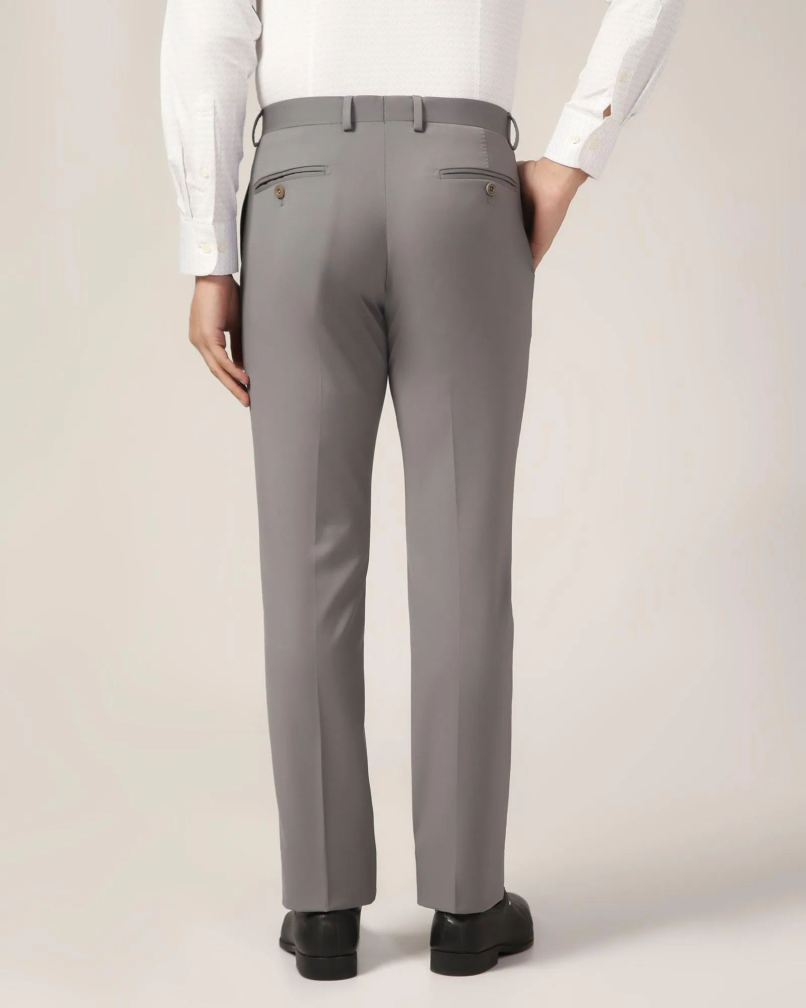 Luxe Slim Comfort B-95 Formal Grey Solid Trouser - Triumph