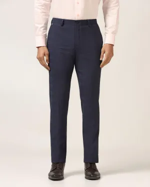 Luxe Slim Comfort B-95 Formal Navy Check Trouser - Porcupine