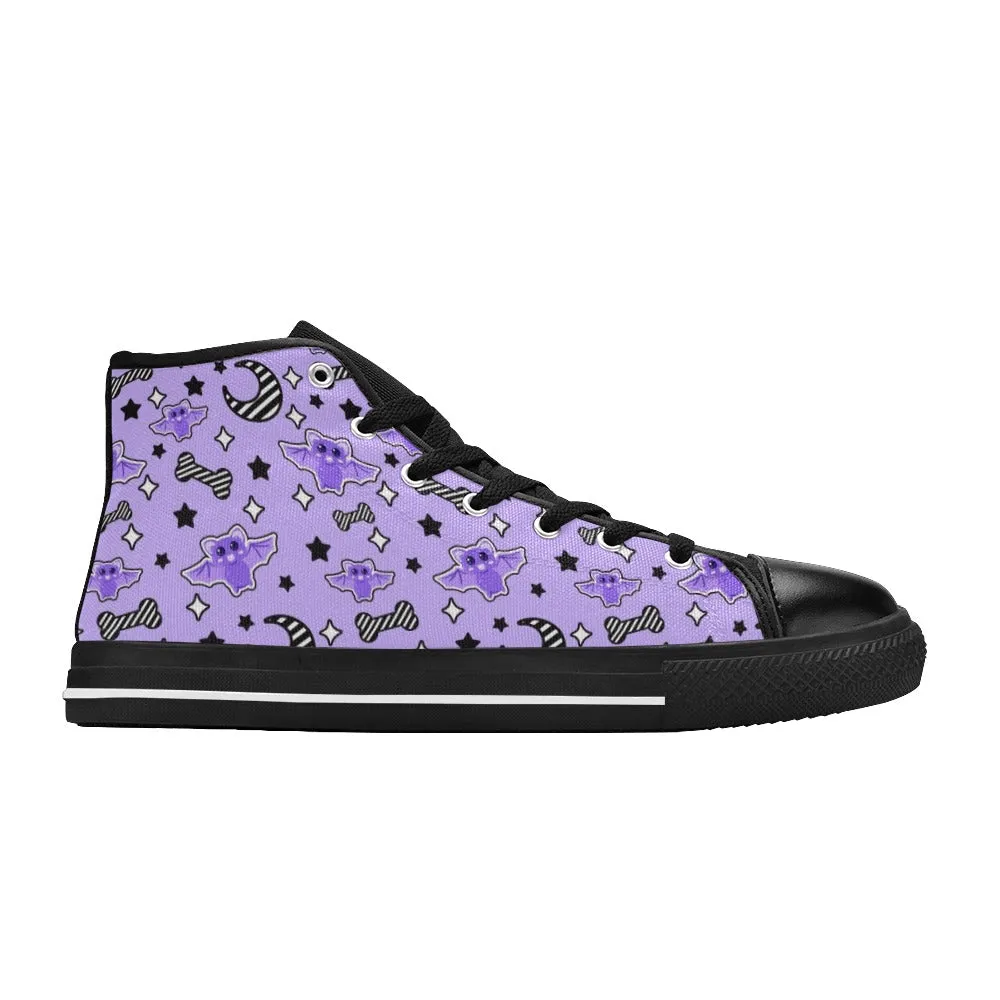 Magical Kawaii Spooky Bats Purple Women's High Top Sneakers