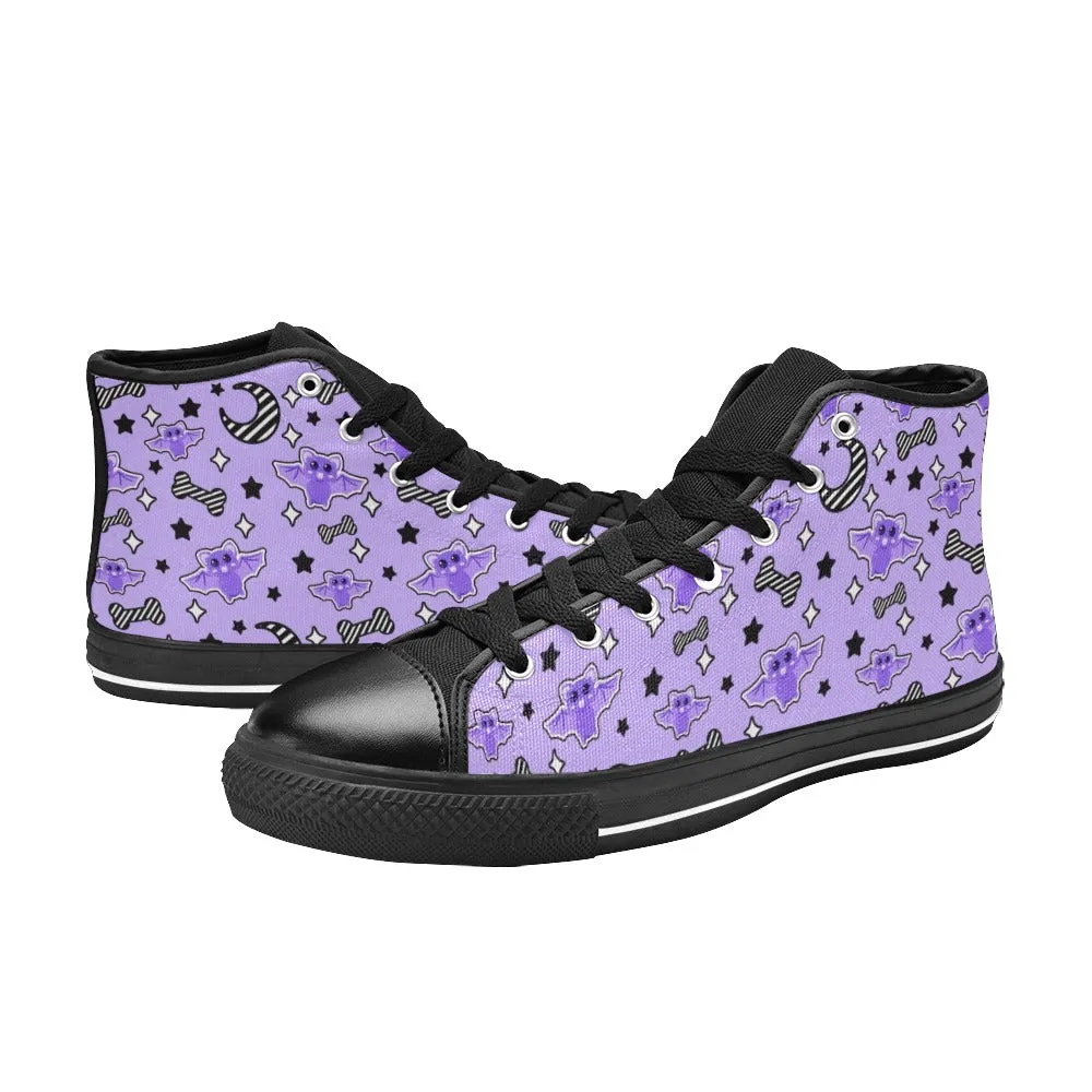 Magical Kawaii Spooky Bats Purple Women's High Top Sneakers