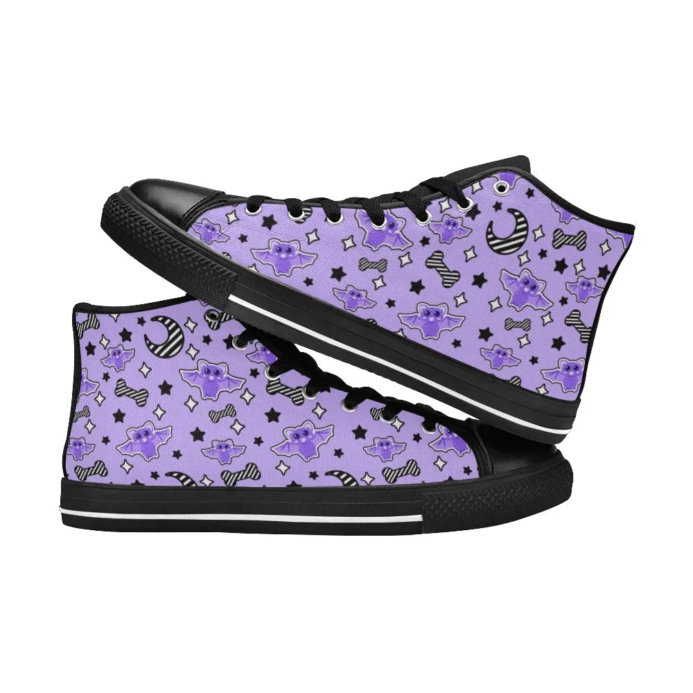 Magical Kawaii Spooky Bats Purple Women's High Top Sneakers