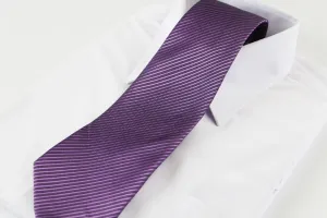 Mens Aubergine Dark Purple & Black Striped 10cm Neck Tie