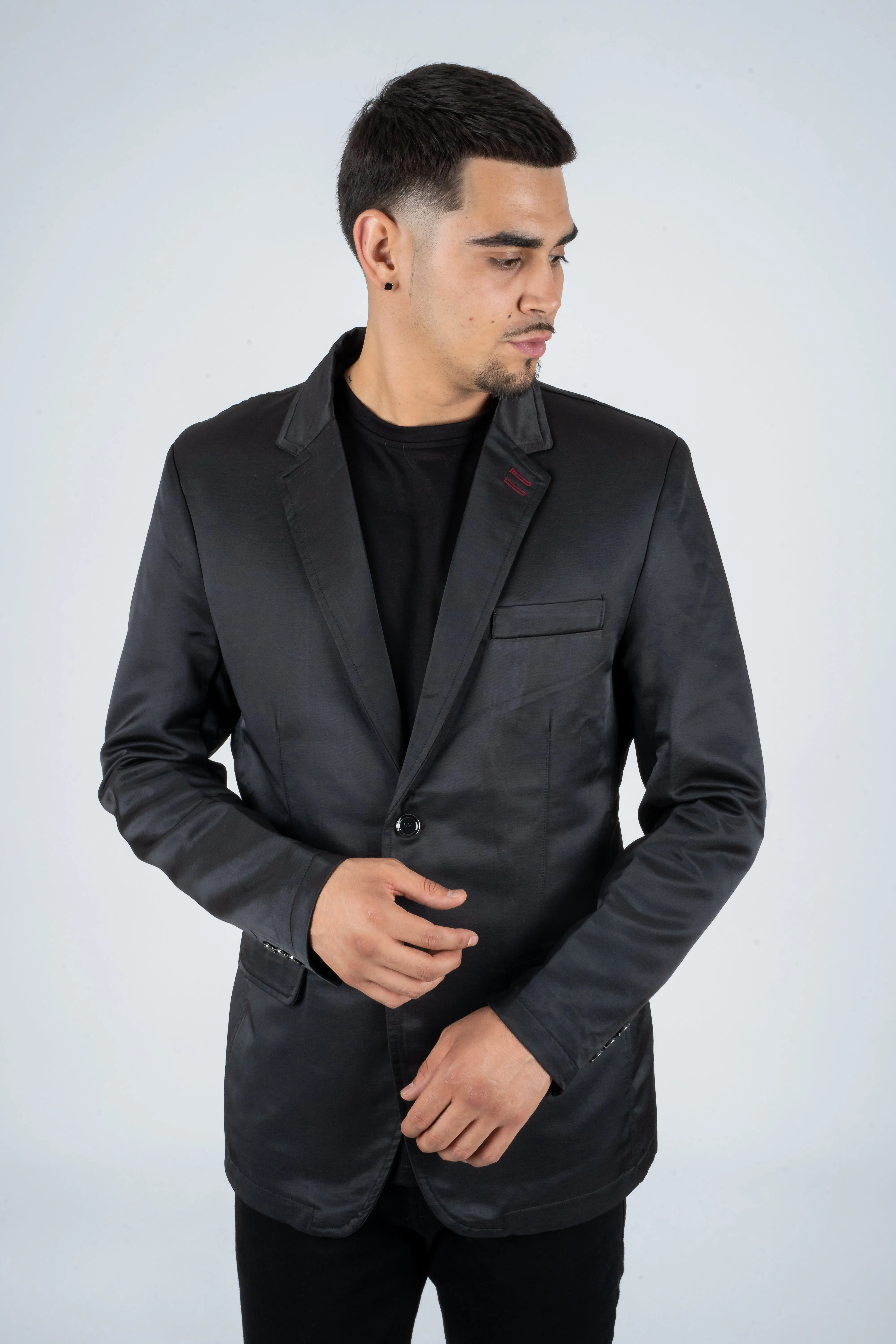 Men's Double Button Black Blazer