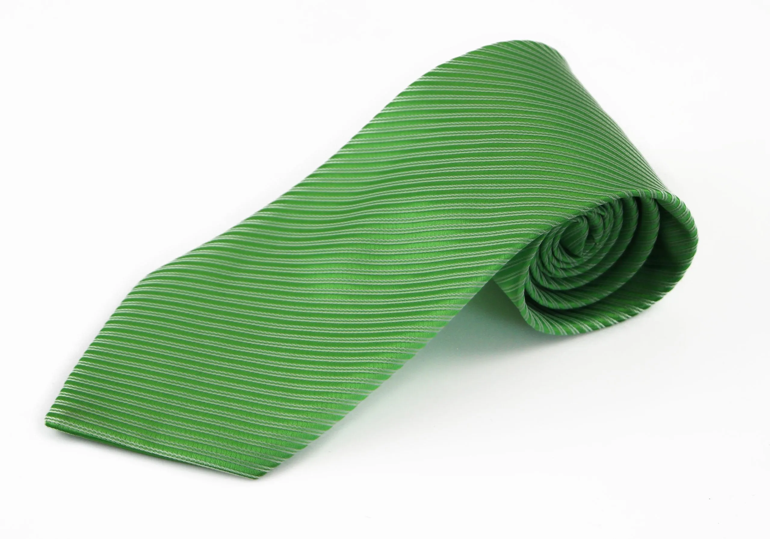 Mens Light Green & Silver Striped 10cm Neck Tie