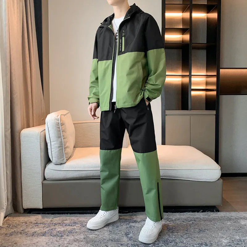 Men's Spring And Autumn Hooded Suit With Handsome Casual Sports Suit Jacket