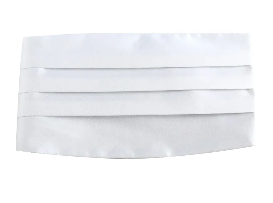 Mens White Adjustable Cummerbund