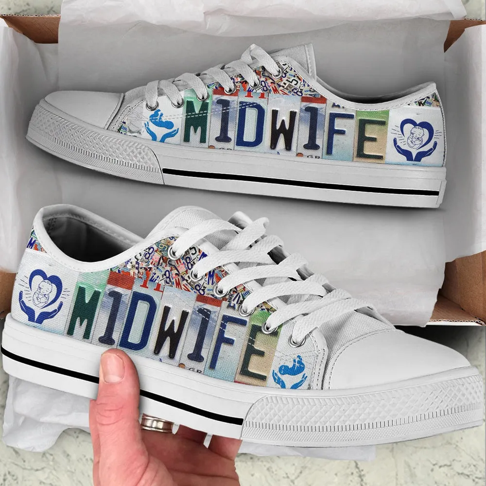 Midwife License Plates Low Top Shoes , Low Top Sneaker, Low Top Canvas Shoes