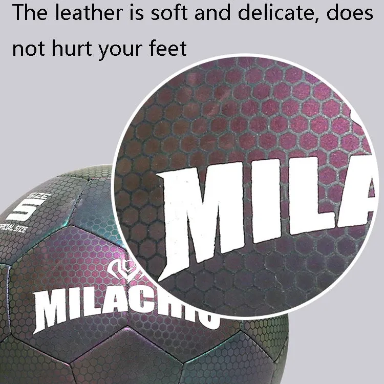 MILACHIC PU Leather Machine Stitch Luminous Fluorescent Reflective Football, Specification: Number 5 (Neon 5032)