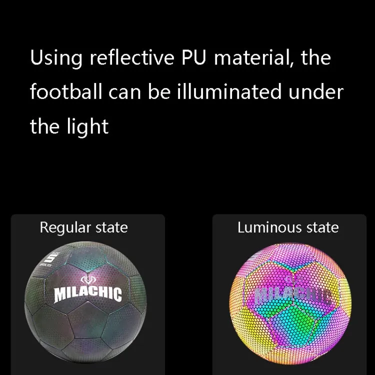 MILACHIC PU Leather Machine Stitch Luminous Fluorescent Reflective Football, Specification: Number 5 (Neon 5032)