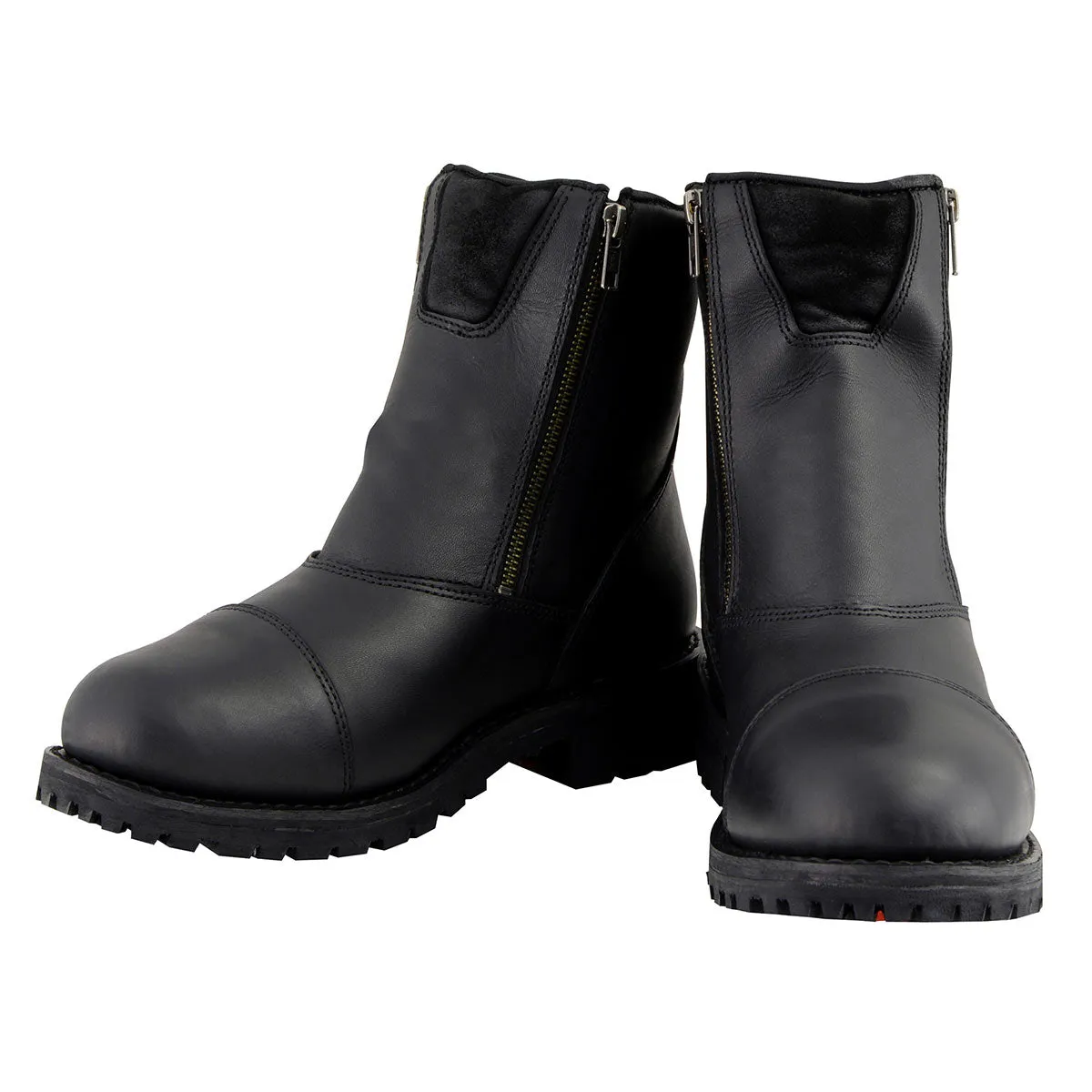 Milwaukee Leather MBL202 Women's Black Leather Double Sided Zipper Motorcycle Riding Boots