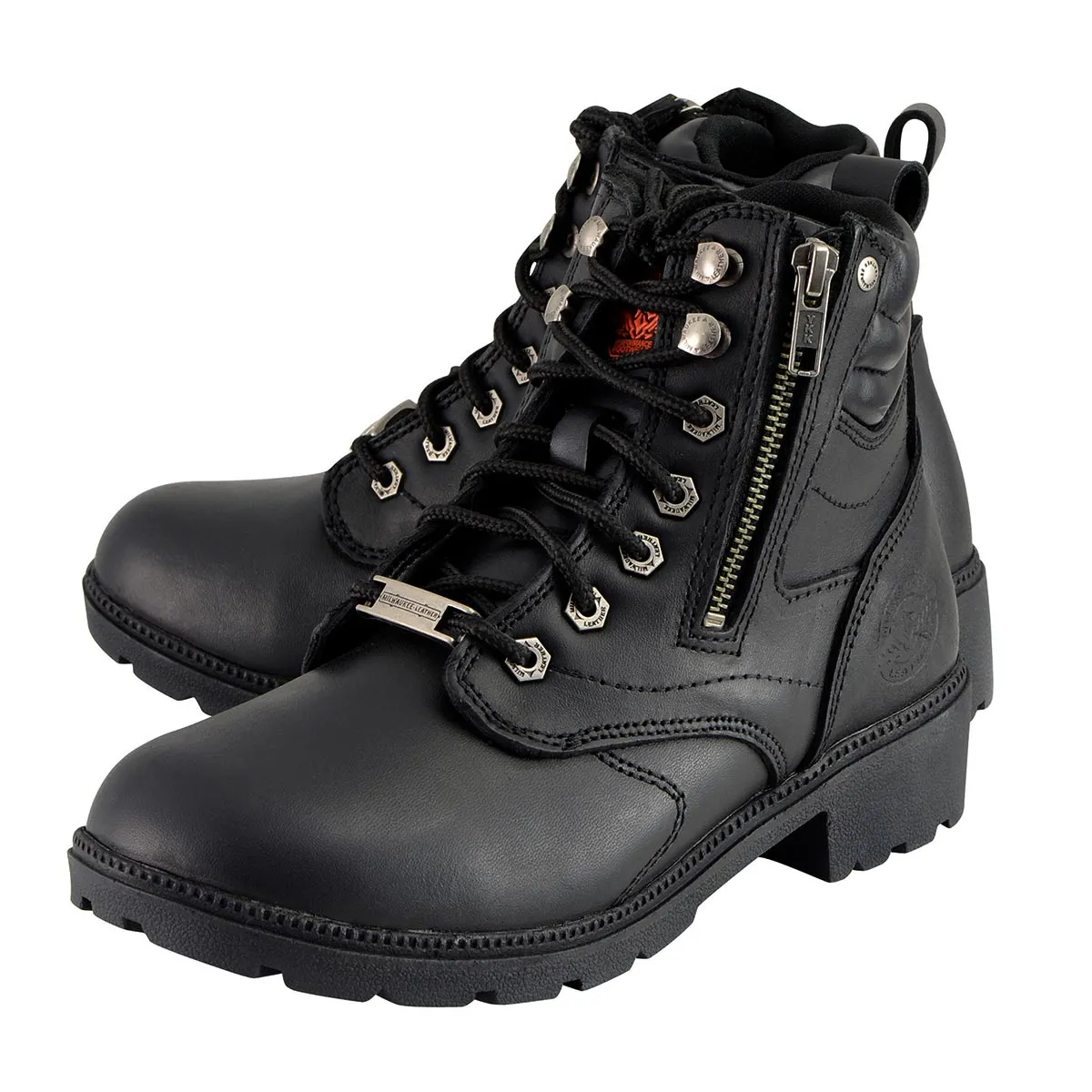 Milwaukee Leather MBL9320 Women's Premium Black Leather Lace-Up