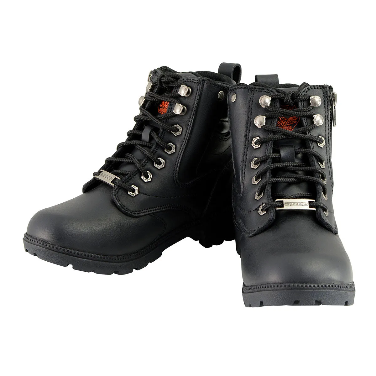 Milwaukee Leather MBL9320 Women's Premium Black Leather Lace-Up