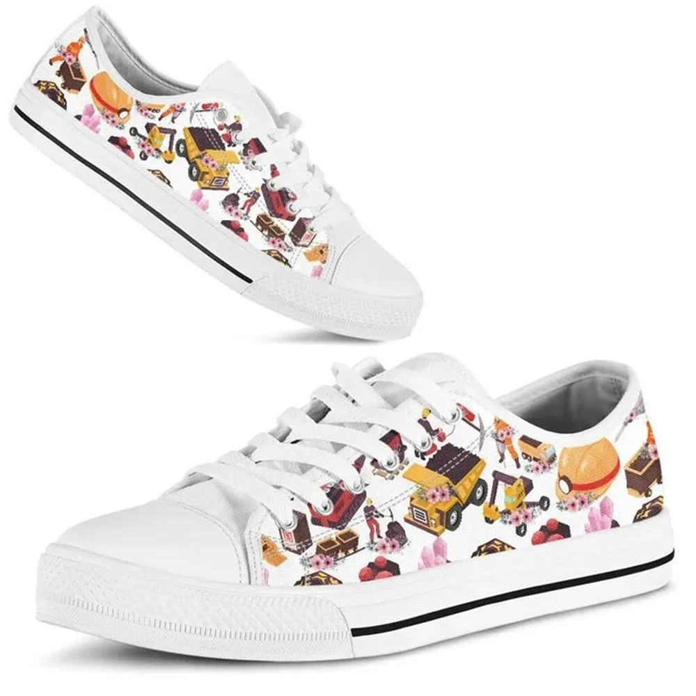 Miner Hobby Flower Watercolor Low Top Shoes, Low Top Sneaker, Low Top Canvas Shoes