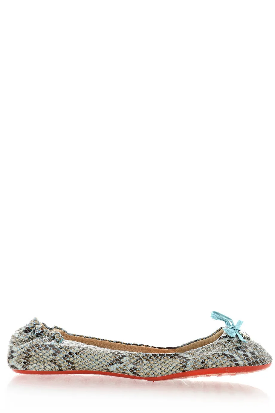 MIRIAM Turquoise Snakeprint Ballerinas