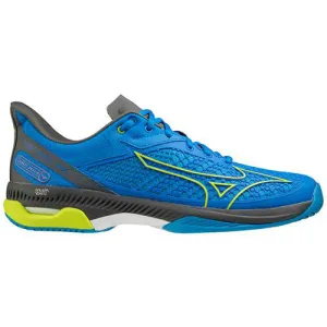 Mizuno Men's Wave Exceed Tour 5 Tennis Shoes Peace Blue and Acid Lime