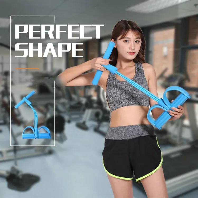 Multifunctional Four-Tube Pedal Puller Pedal Elastic Rope Sit-Ups Aid Abdomen Fitness Equipment(Blue)