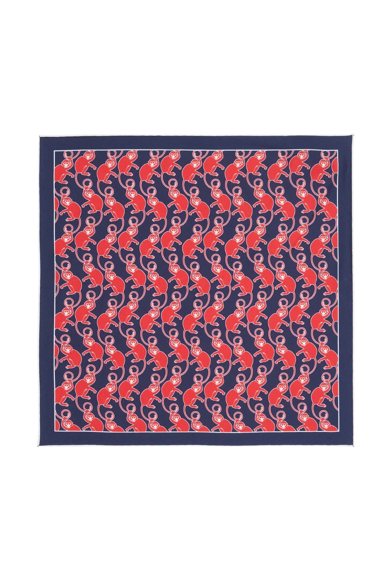 Navy Silk Monkey Pocket Square