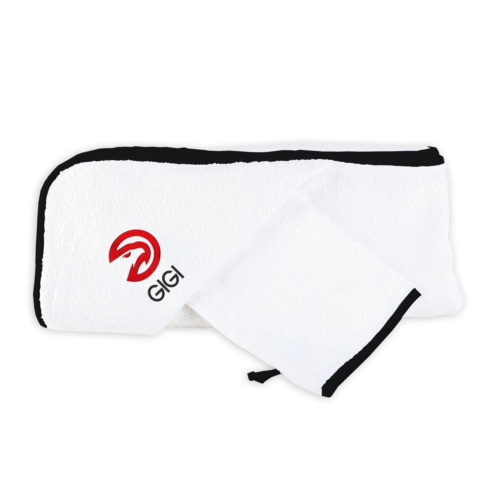 Personalized Atlanta Hawks Hooded Towel & Wash Mitt Set