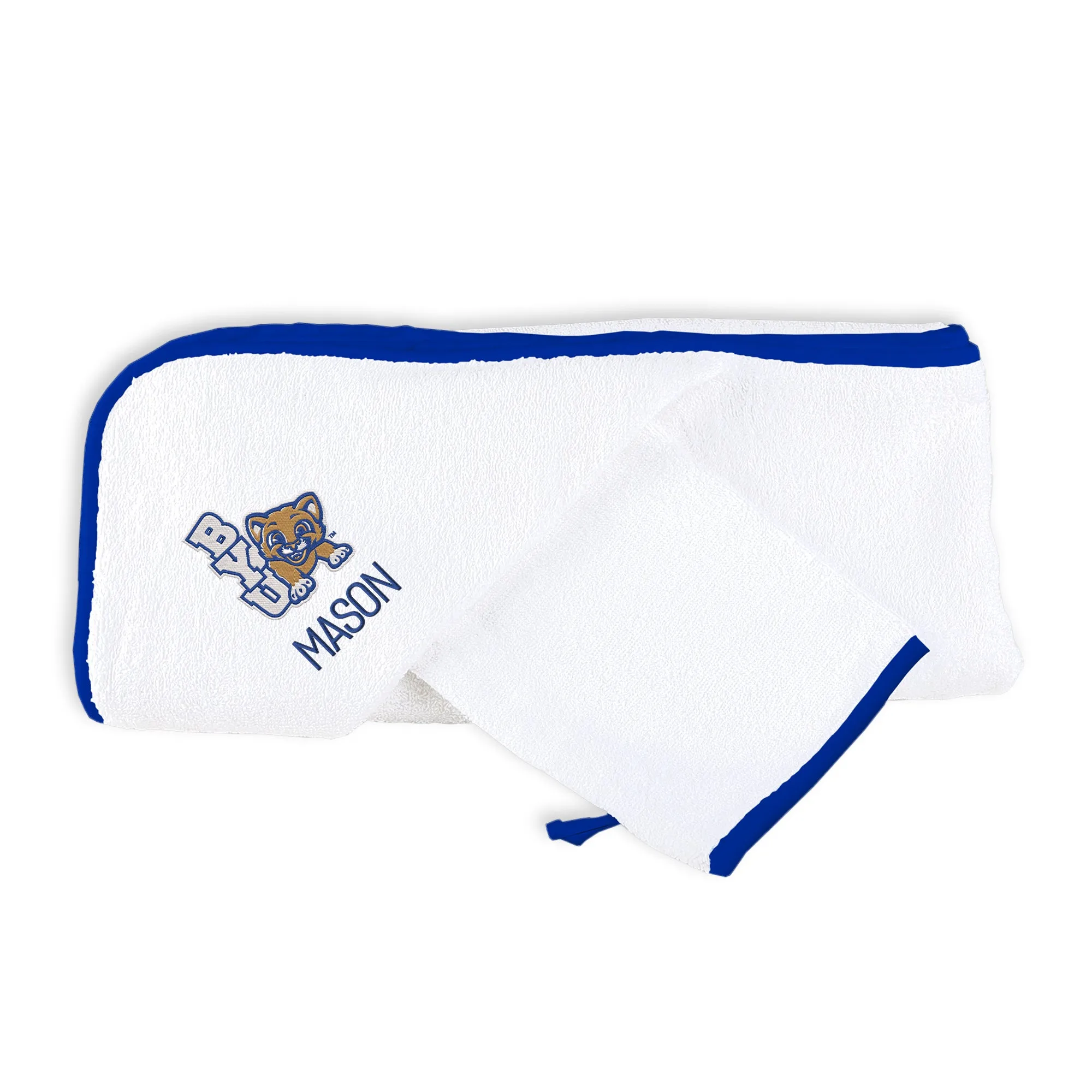 Personalized Brigham Young Cougars Youth Hooded Towel & Wash Mitt Set