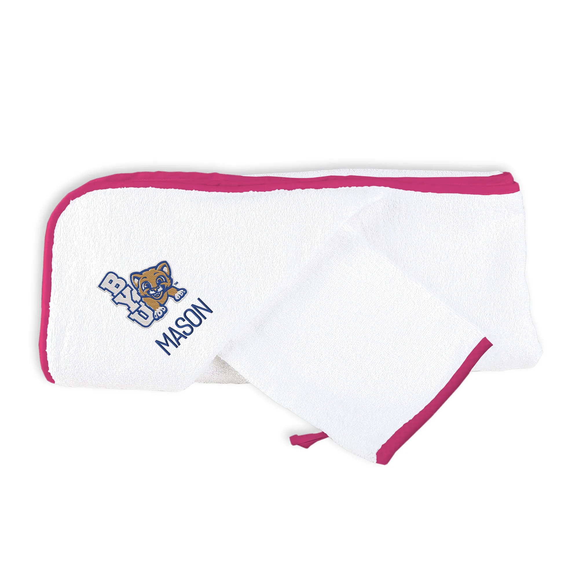 Personalized Brigham Young Cougars Youth Hooded Towel & Wash Mitt Set