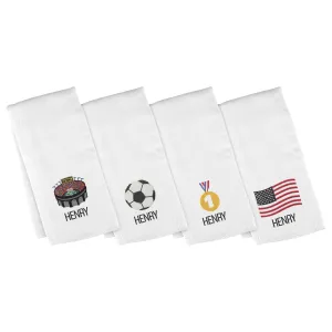 Personalized Emoji Burp Cloth - 4 Pack Soccer