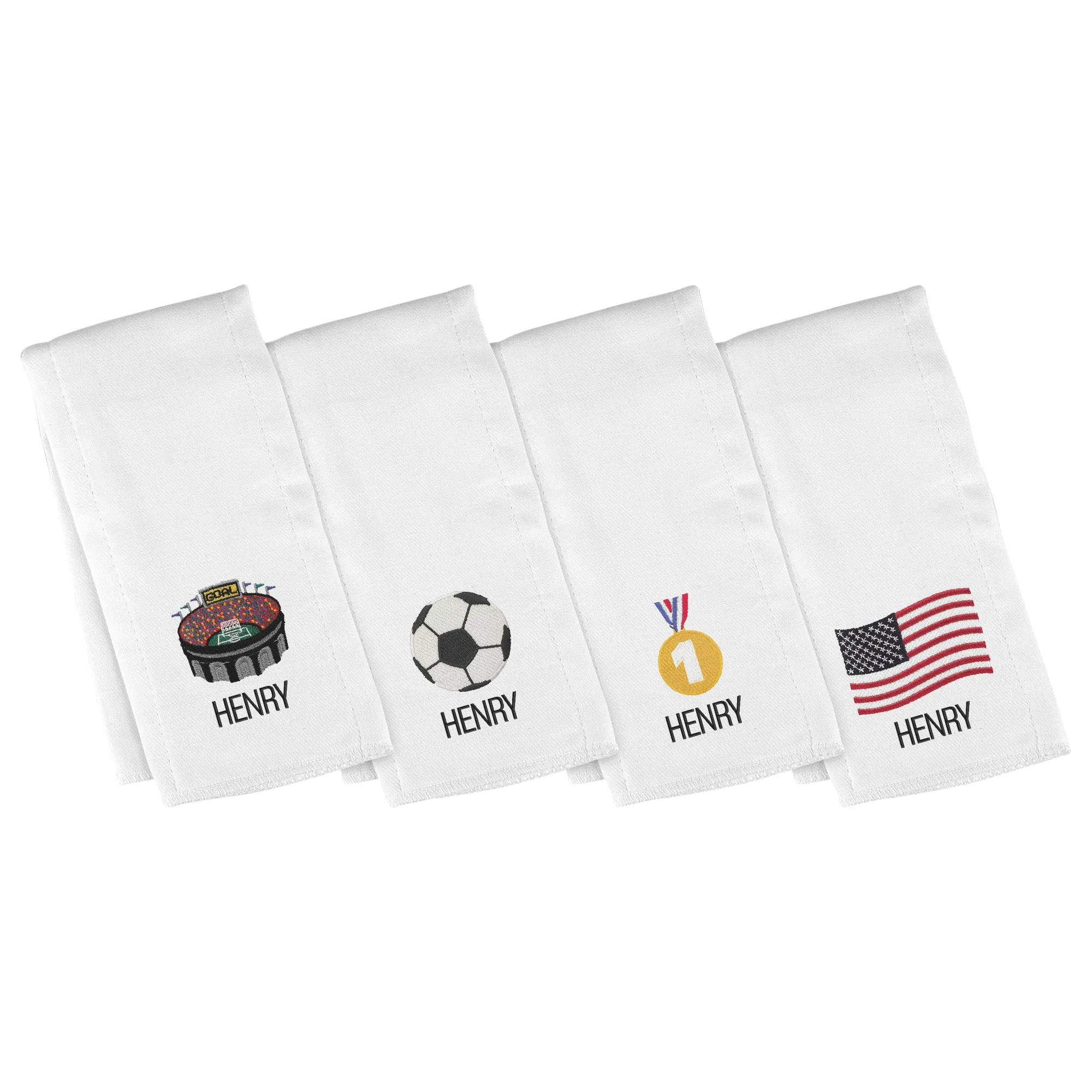 Personalized Emoji Burp Cloth - 4 Pack Soccer