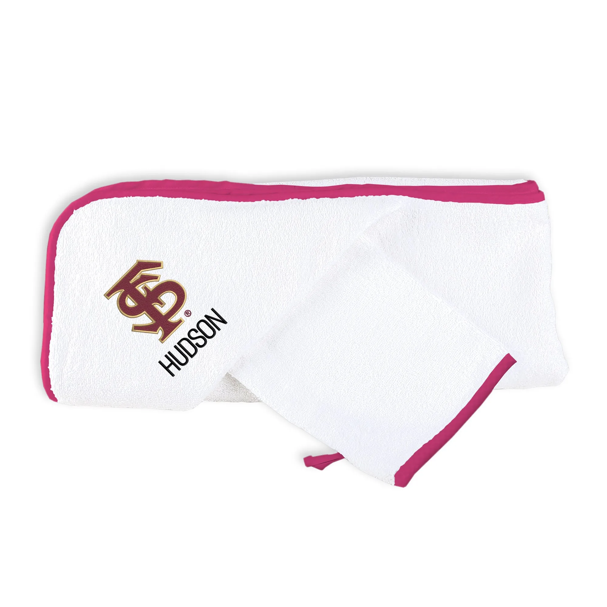 Personalized Florida State Seminoles FS Hooded Towel & Wash Mitt Set