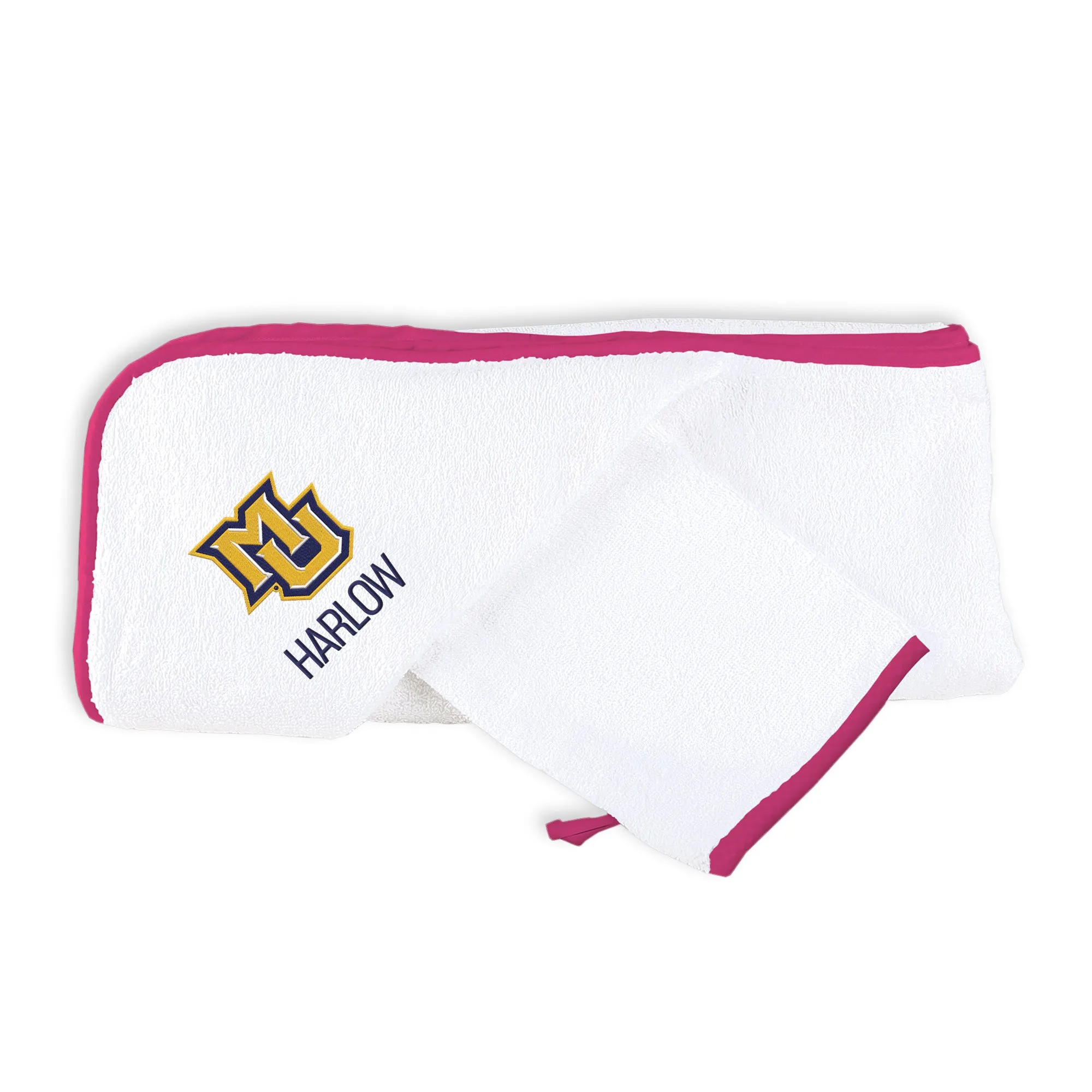 Personalized Marquette Golden Eagles Hooded Towel & Wash Mitt Set