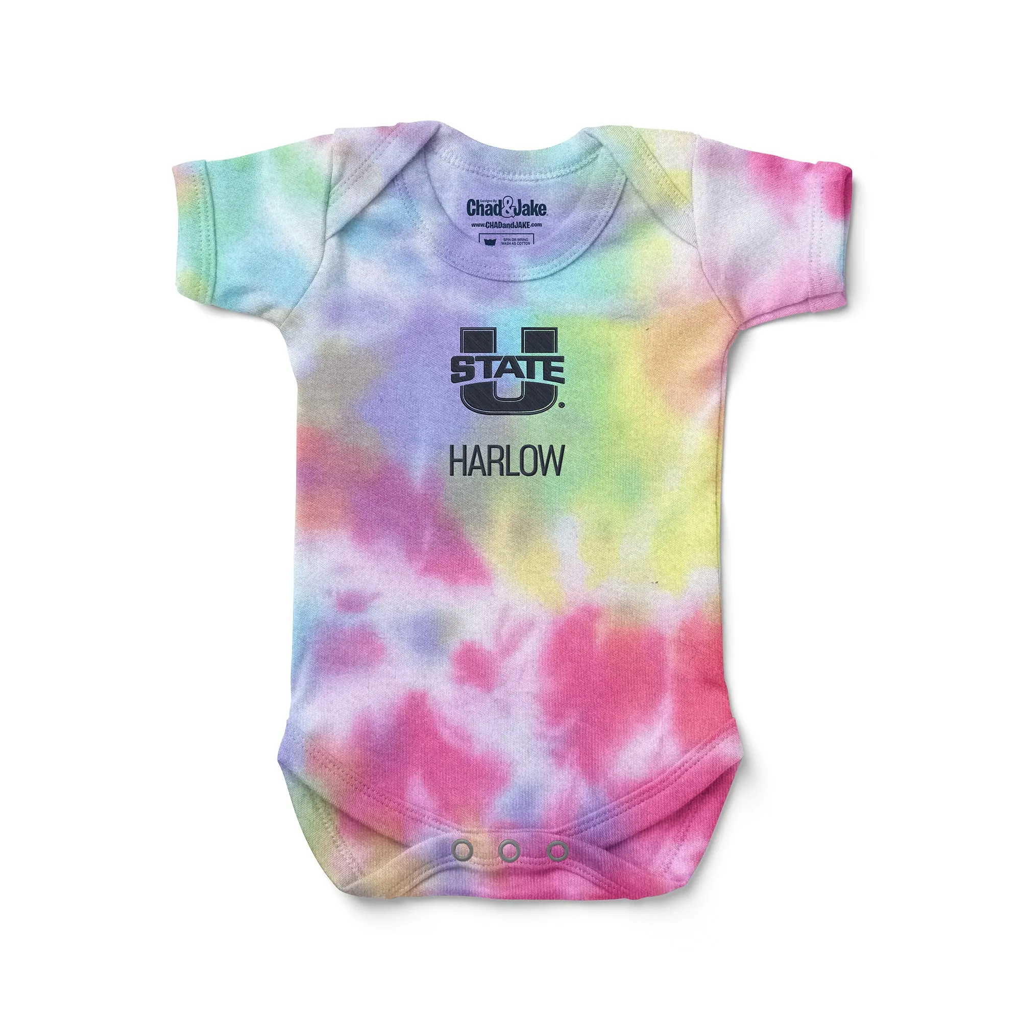 Personalized Utah State Aggies Tie Dye Bodysuit