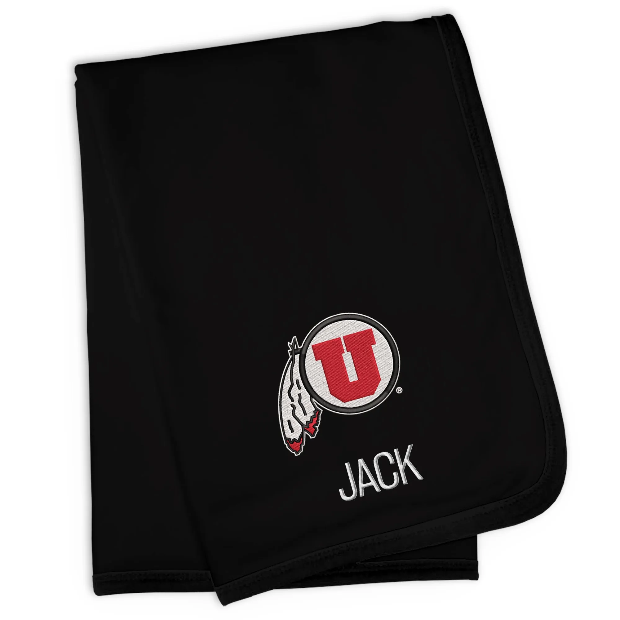 Personalized Utah Utes Circle and Feather Blanket