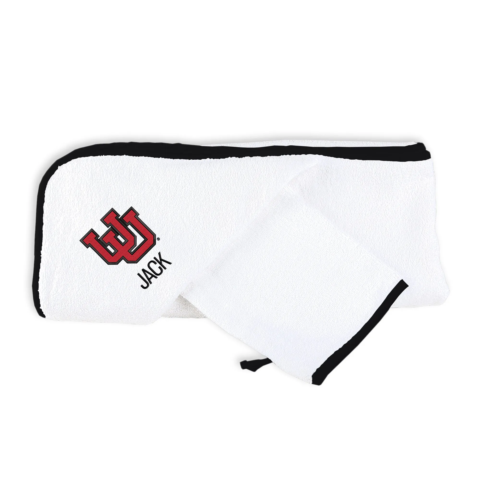 Personalized Utah Utes Interlocking U Hooded Towel and Wash Cloth Set