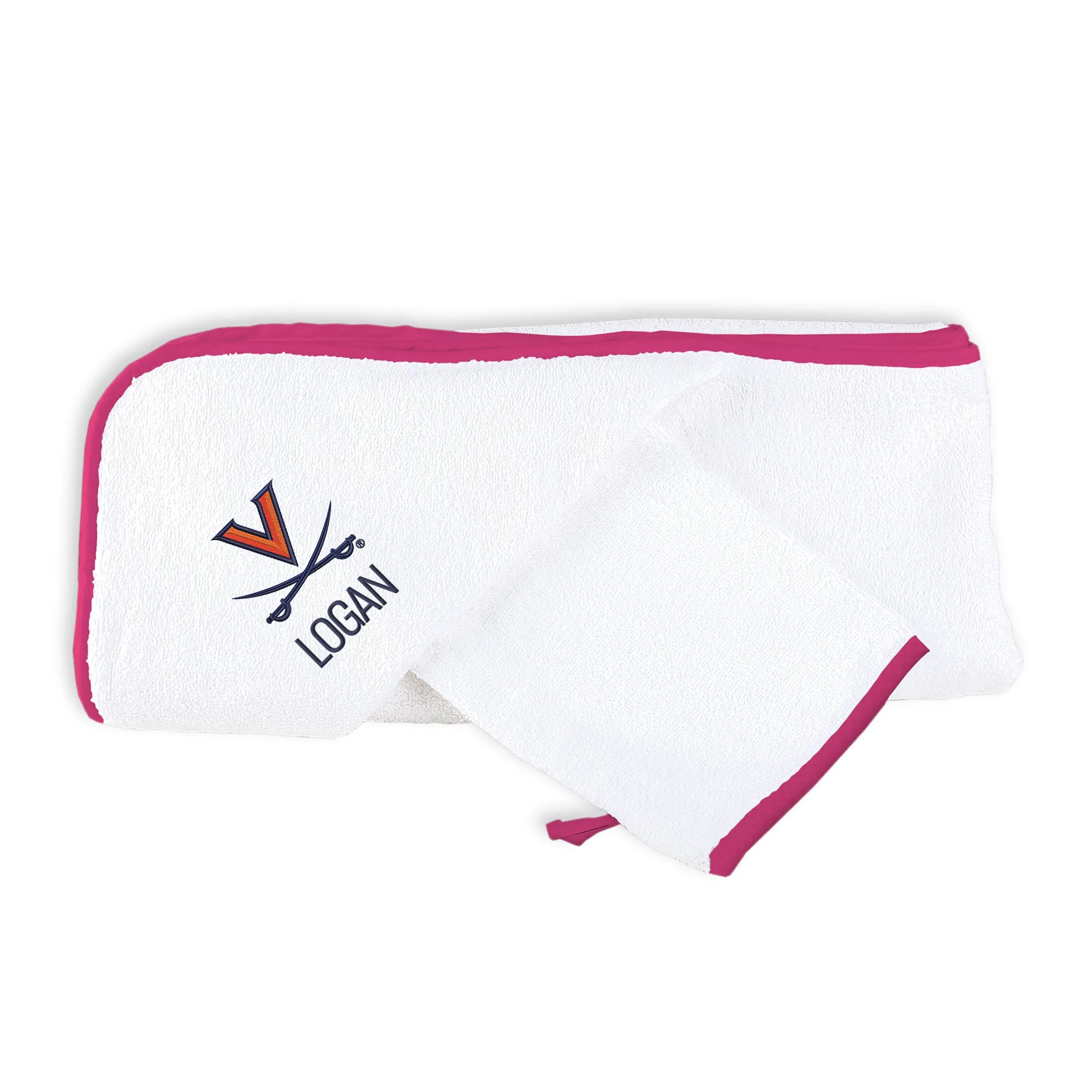 Personalized Virginia Cavaliers Hooded Towel & Wash Cloth Set