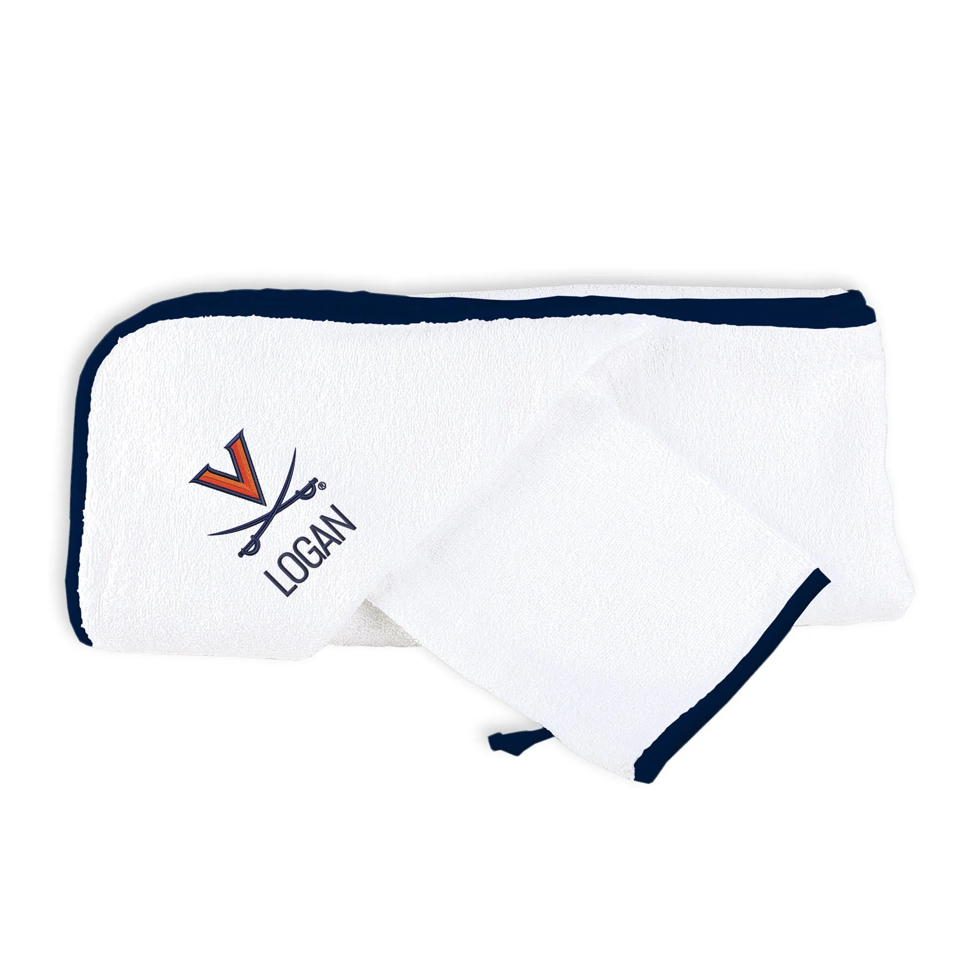 Personalized Virginia Cavaliers Hooded Towel & Wash Cloth Set