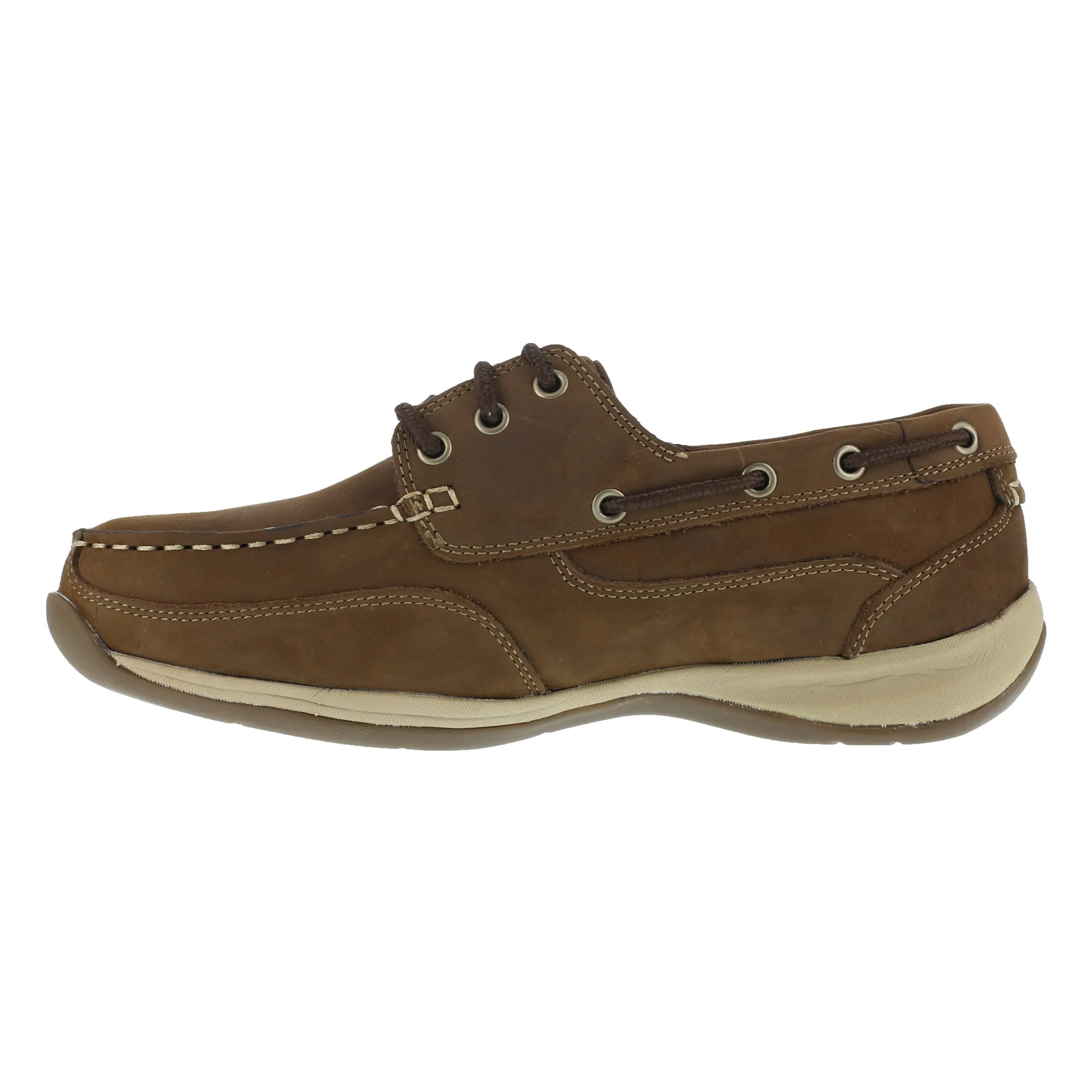 Rockport Mens Tan Leather Casual Boat Shoes Sailing Club Steel Toe