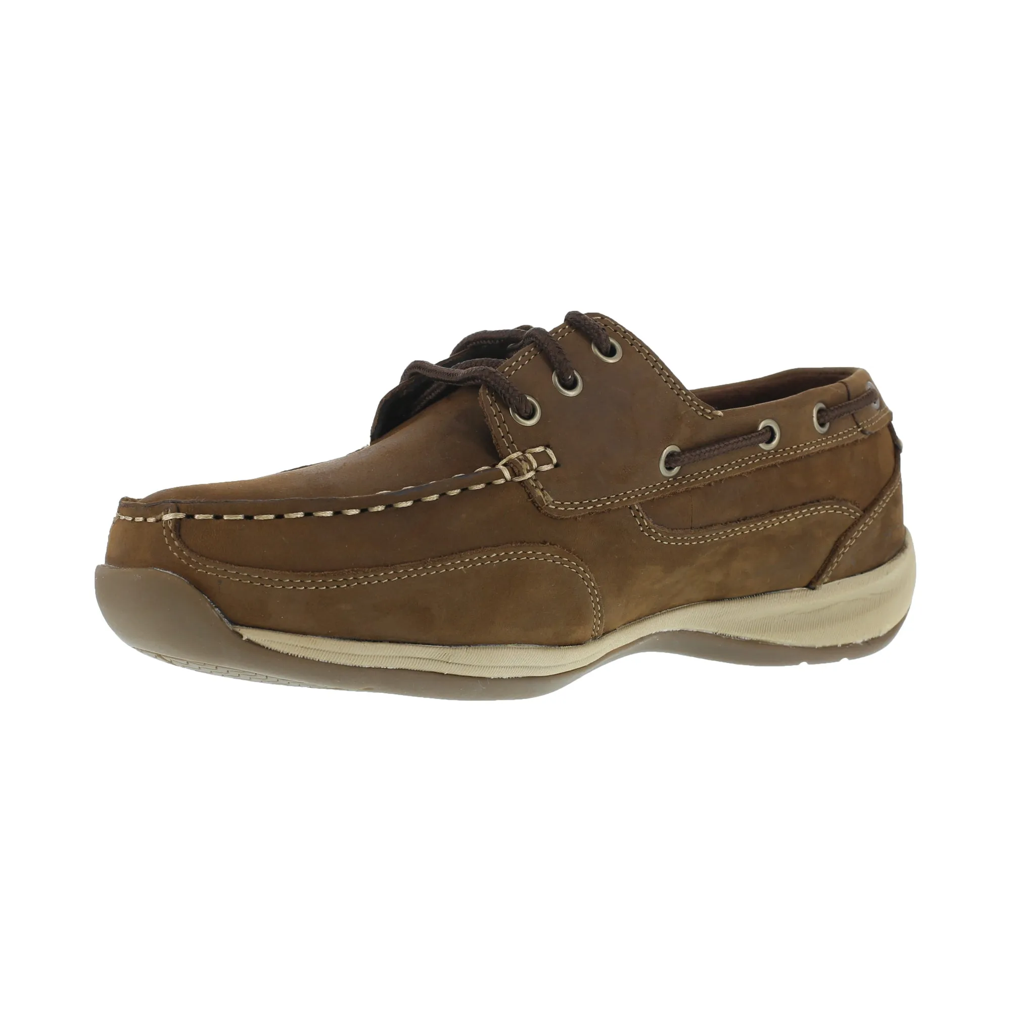 Rockport Mens Tan Leather Casual Boat Shoes Sailing Club Steel Toe