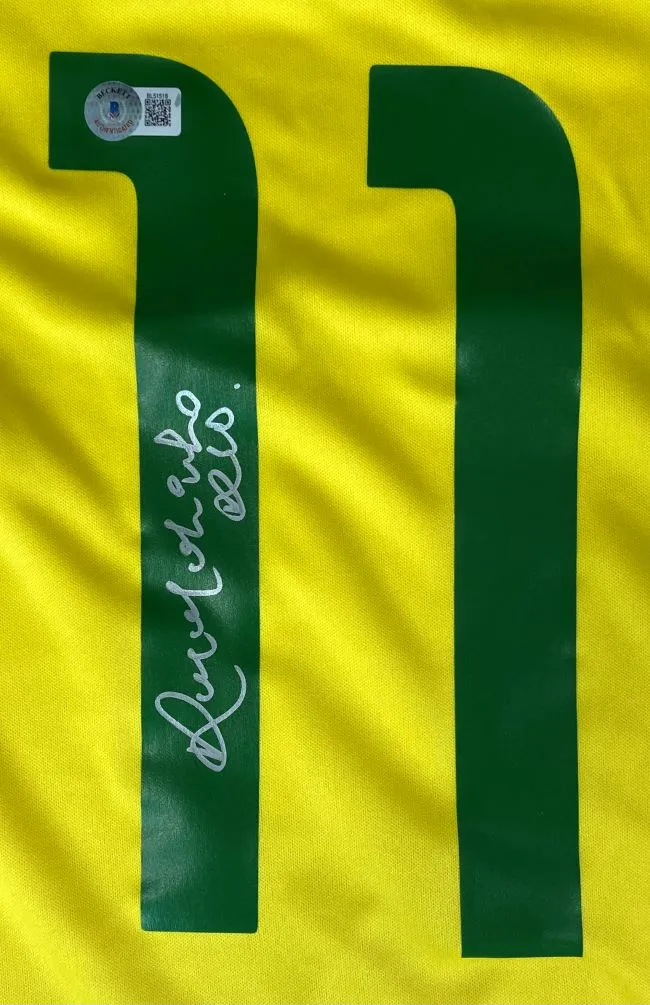 Ronaldinho Signed Brazil Nike Soccer Jersey R10 Inscribed BAS