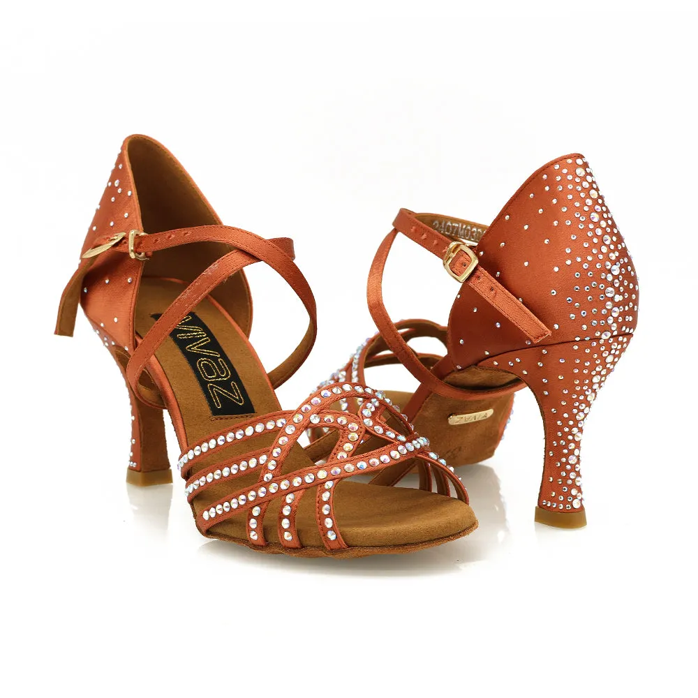 Sage - 3" Dark Tan Latin Dance Heels